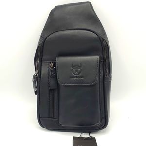 Men's Leather Crossbody Bag Shoulder Sling Bag Chest Bag Travel Hiking Backpack